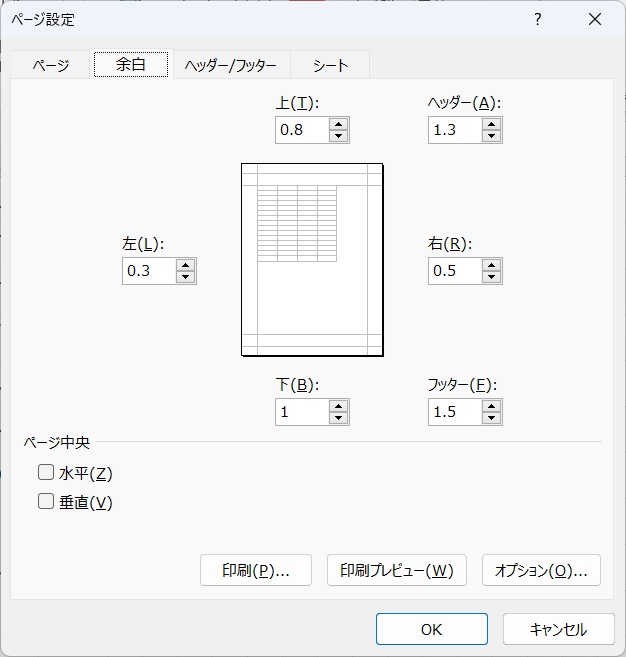 実行後の余白