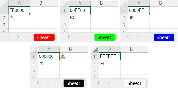 色別のコード