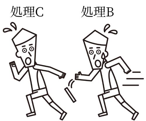 バトンタッチ失敗