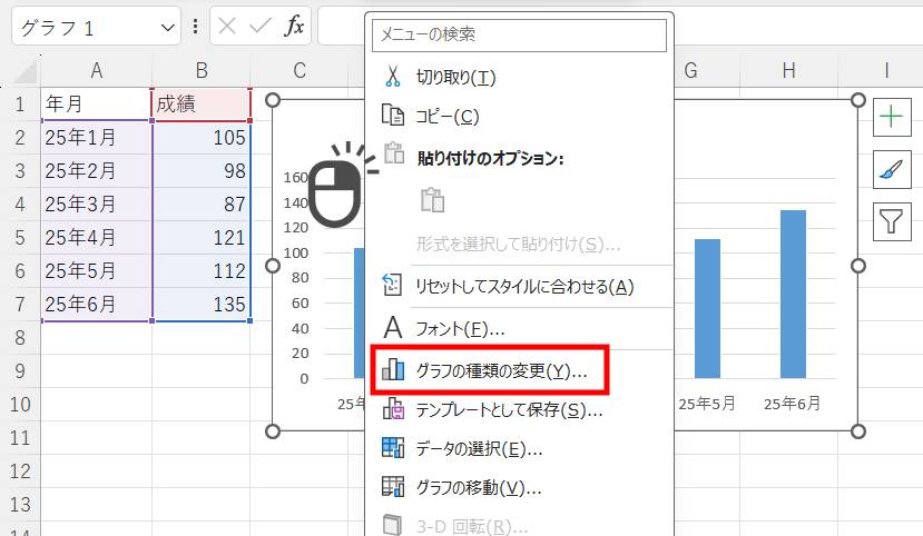 グラフの種類を変更1