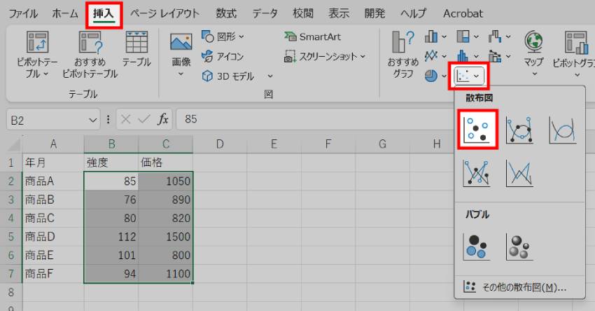 散布図の作り方1