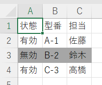 行ごとグレーアウト4