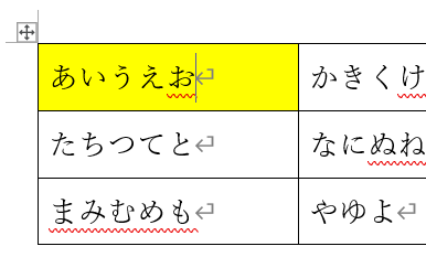 表の塗りつぶし方法2