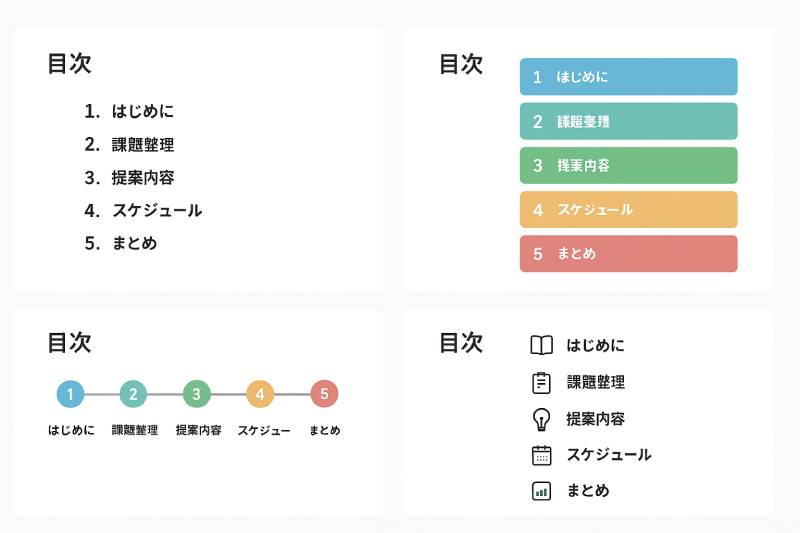 目次のデザイン例