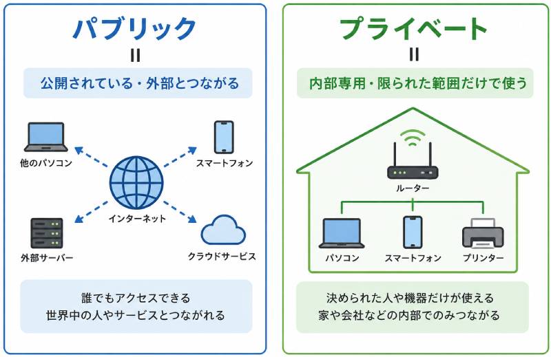 「パブリック」と「プライベート」の違い