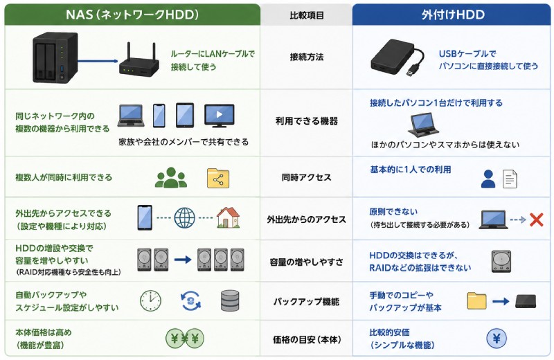 NASと外付けHDDの違い